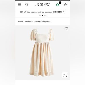 J. Crew PUFF-SLEEVE LINEN-CUPRO DRESS